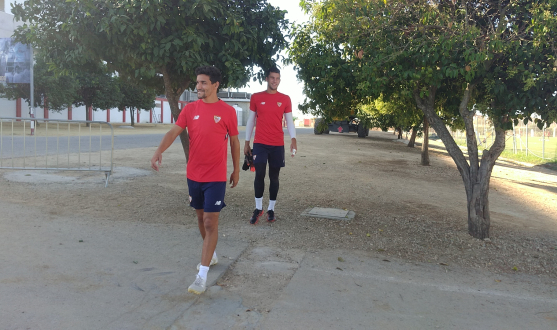 Jesús Navas and David Soria in the sports village