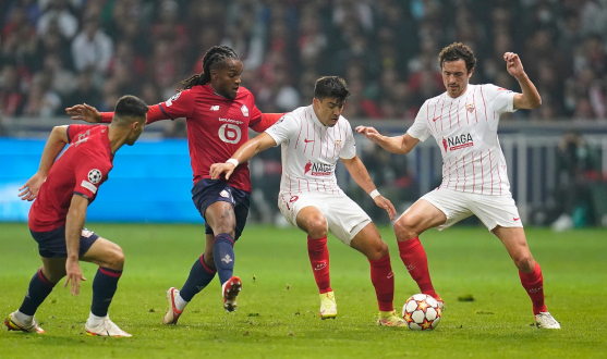 Action from LOSC Lille against Sevilla FC
