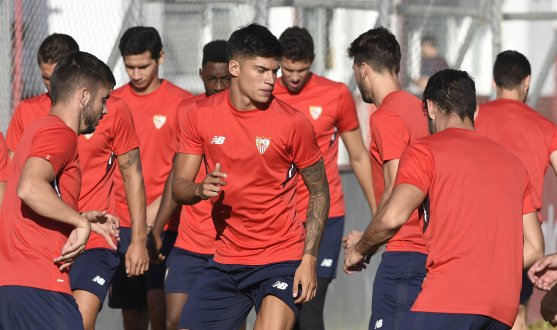 Grupo de entrenamiento del Sevilla FC