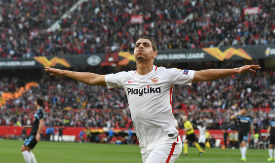 Ben Yedder celebrates a goal for Sevilla FC
