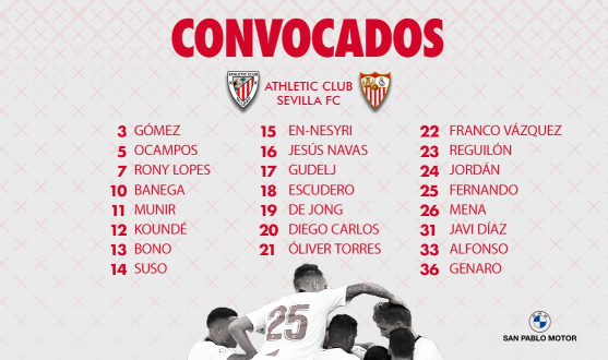 Lista de convocados del Sevilla FC para visitar San Mamés