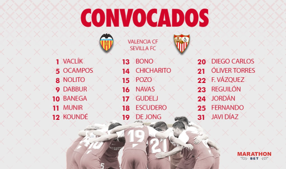Lista de convocados del Sevilla FC para Valencia