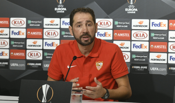 Pablo Machín in the press conference for the Europa League