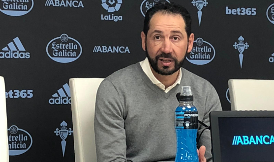 Pablo Machín during the press conference in Balaídos