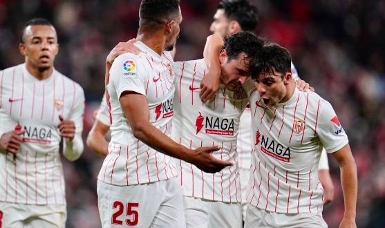 Sevilla FC celebrate against Athletic Club