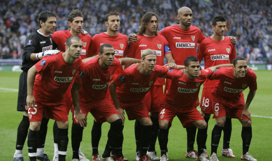 The Sevilla starting line up in Glasgow