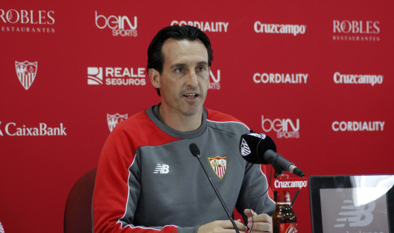 Emery, en sala de prensa antes del Sevilla FC-Málaga CF