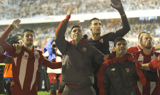 CElebración del Sevilla FC pase a la final de la Copa del Rey