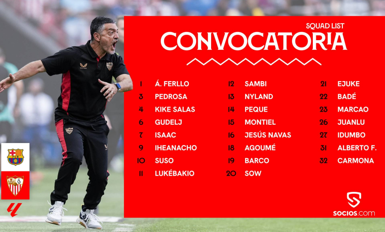 Convocatoria ante el FC Barcelona