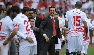 Celebración del derbi