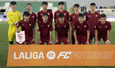 Formación inicial del Infantil A ante el Atlético