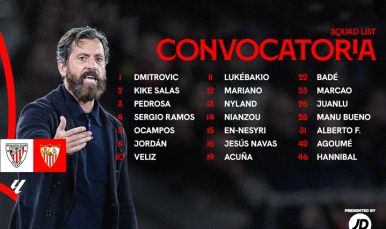 Convocatoria del Sevilla FC para viajar a Bilbao