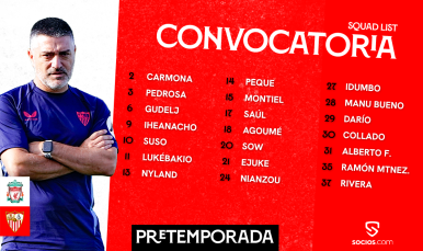 Convocatoria para el Liverpool FC-Sevilla FC