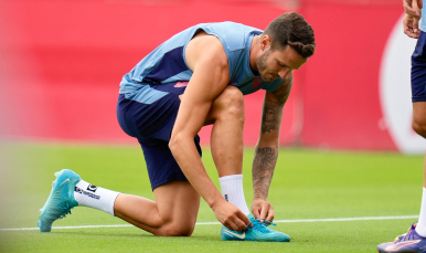 Saúl, en un entrenamiento