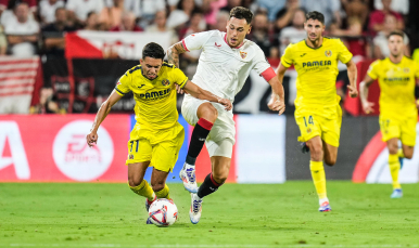 Imagen de Ocampos frente al Villarreal CF