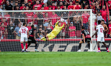 Imagen de Nyland frente al RCD Mallorca