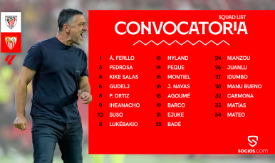 23 jugadores citados para el duelo ante el Athletic Club