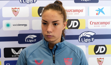 Alba López atiende a los medios antes de recibir al Athletic