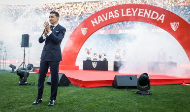 Jesús Navas, en su acto de despedida en el Ramón Sánchez-Pizjuán