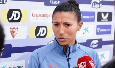 Pamela González atiende a los medios en la previa del encuentro