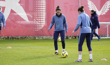 Eva Llamas, en una acción del entrenamiento de este jueves
