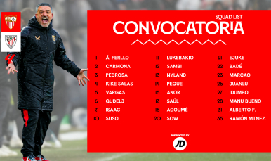 Convocatoria del Sevilla FC para recibir al Athletic Club