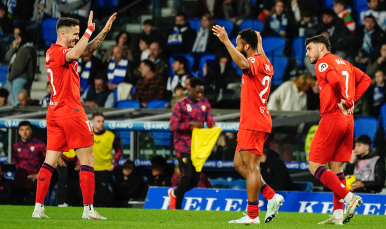 Ejuke celebra su gol ante la Real Sociedad