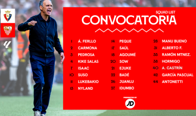 Convocatoria del Sevilla FC para medirse al CA Osasuna