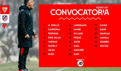 Convocatoria del Sevilla FC-Atlético de Madrid