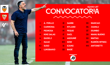 Convocatoria del Valencia CF-Sevilla FC