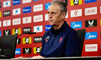 Imagen de Joaquín Caparrós en la rueda de prensa previa al Deportivo Alavés