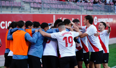 El Sevilla Atlético celebra la victoria ante el Recreativo