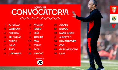 Convocatoria del Sevilla FC para recibir al Leganés