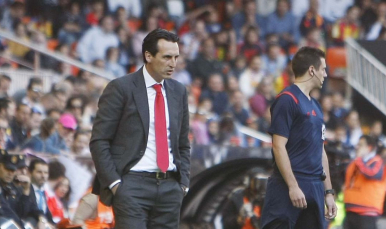 Unai Emery en el Valencia-Sevilla de la Jornada 32 de Liga.