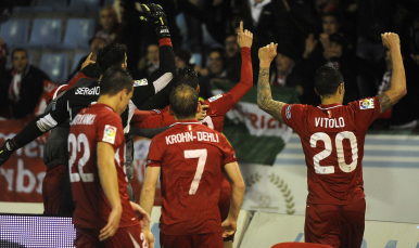 Celebración en Balaídos del pase a la final de Copa
