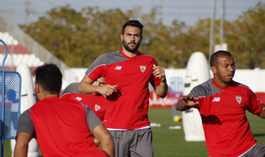 Iborra y Mariano en un entrenamiento
