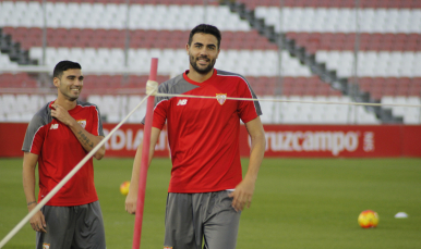 Iborra, en un entrenamiento de esta temporada