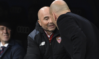 Saludo entre Sampaoli y Zidane