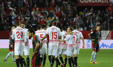 Celebración del cuarto gol del Sevilla FC-Celta