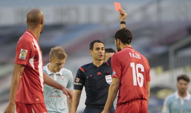 Roja a Fazio en el Sevilla FC-Celta