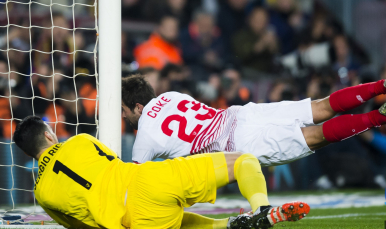 Coke durante el FC Barcelona-Sevilla FC de la jornada 26