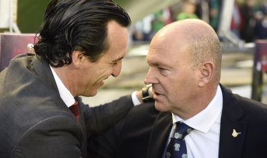 Saludo de Unai Emery y Pepe Mel