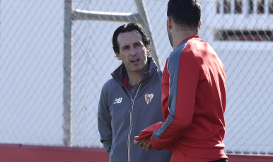 Emery durante el entrenamiento de hoy 