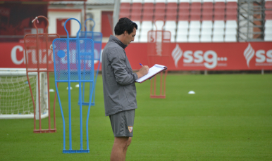 Emery durante el entrenamiento de hoy 