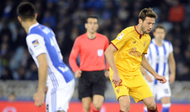 Franco Vázquez del Sevilla FC ante la Real Sociedad