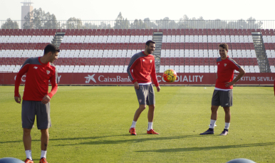 Jugadores del Sevilla FC en el entrenamiento