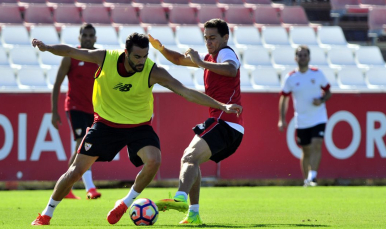 Iborra en el entrenamiento 