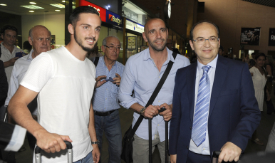 Pablo Sarabia, Monchi y José Castro en Santa Justa
