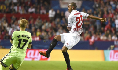 Mariano en una acción del partido ante el City