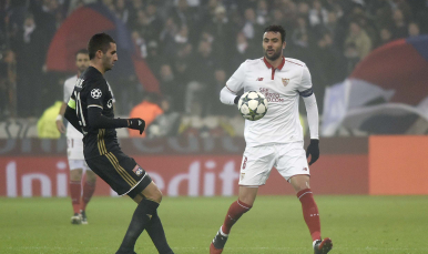 Iborra, en el Olympique de Lyon-Sevilla FC